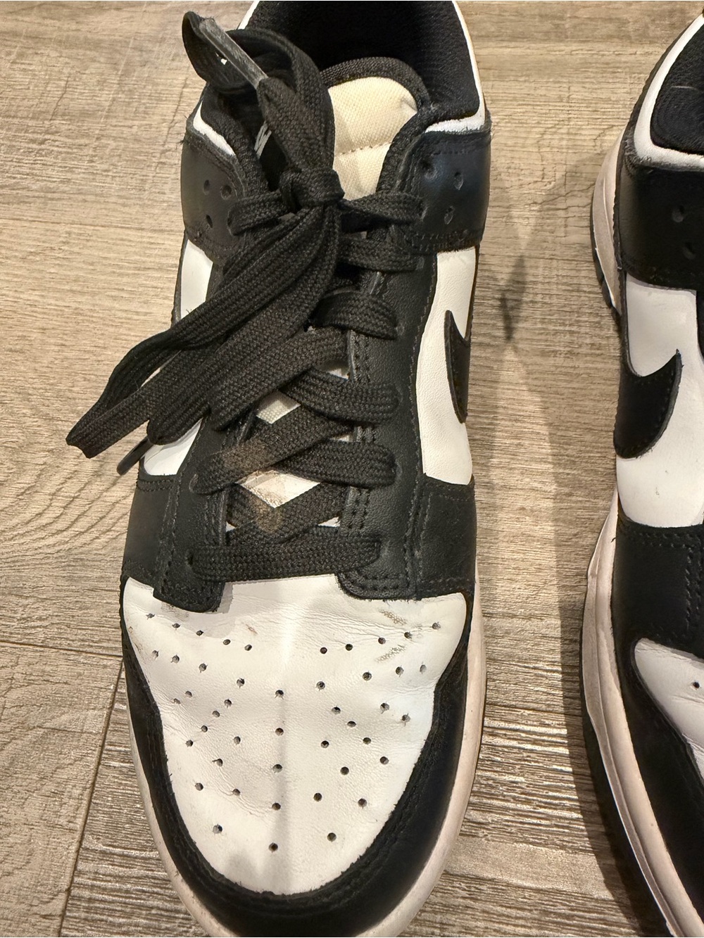 Nike Dunk Low Black and White Leather Sneakers - Picture 4 of 6